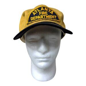Atlanta Fire Department Vintage Baseball Cap Large Rope Rim Mustard Yellow